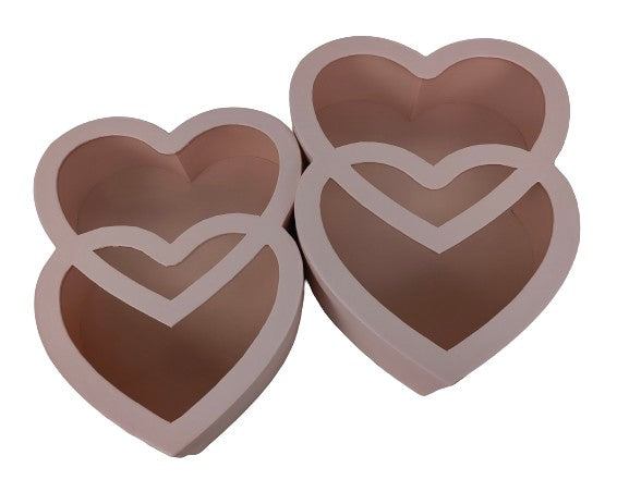 Set doua cutii tip inima intersectata cu capac transparent
