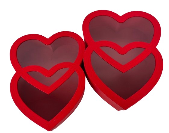 Set doua cutii tip inima intersectata cu capac transparent