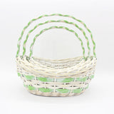 ART018003Set 3 Cosuri din Rachita cu Aschii de Lemn si Sfoara Verde, Forma Barca Alba