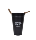 Ghiveci tip vaza, metalic, rotund, uni cu toarte H 30