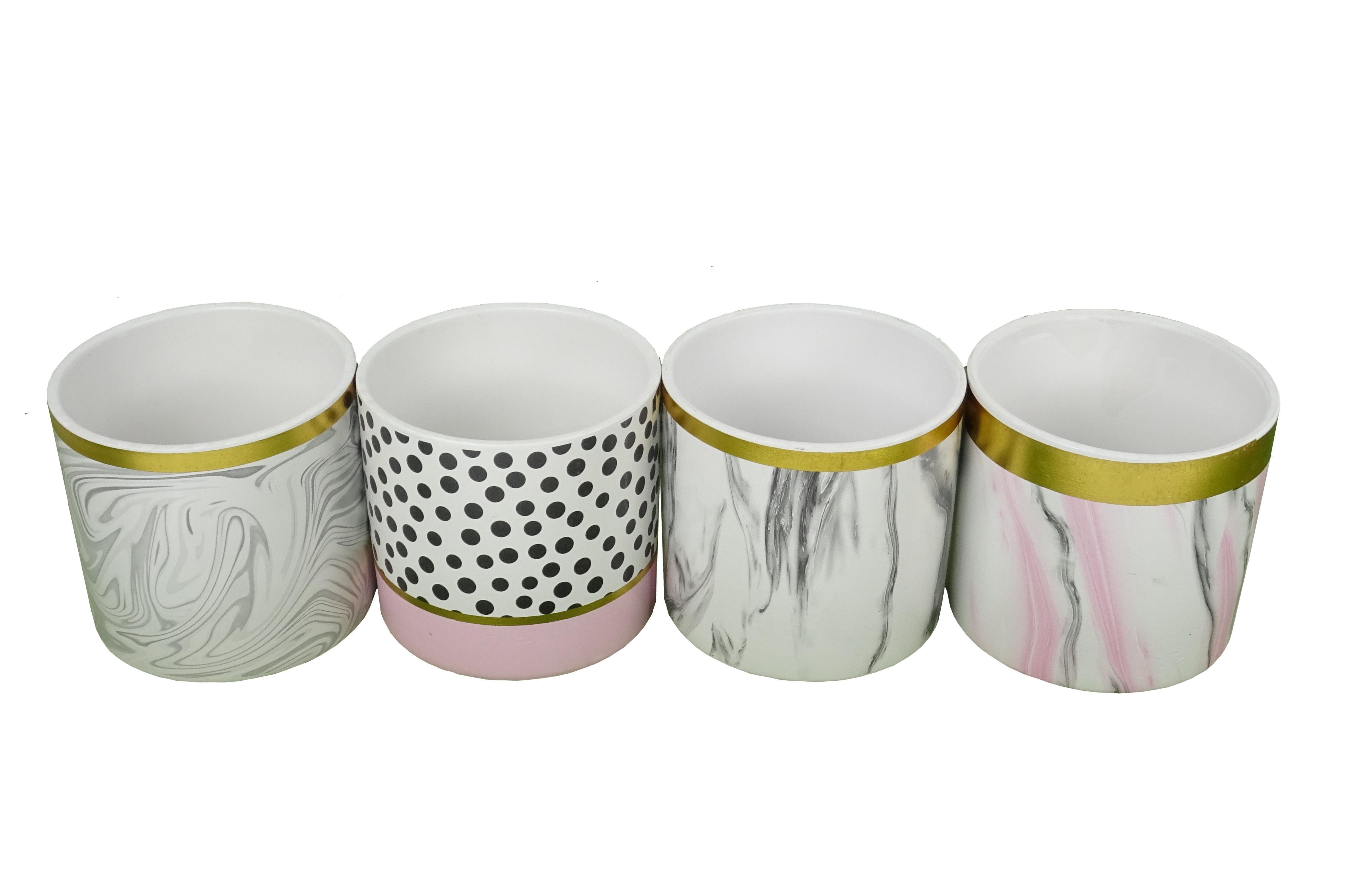 Set 4 vase ceramice rotunde cu imprimeu H 11 M 2