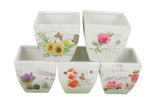 Set 4 vase ceramice patrate cu imprimeu H 11