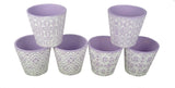 Set 6 vase ceramice rotunde conice gravate H 11.5