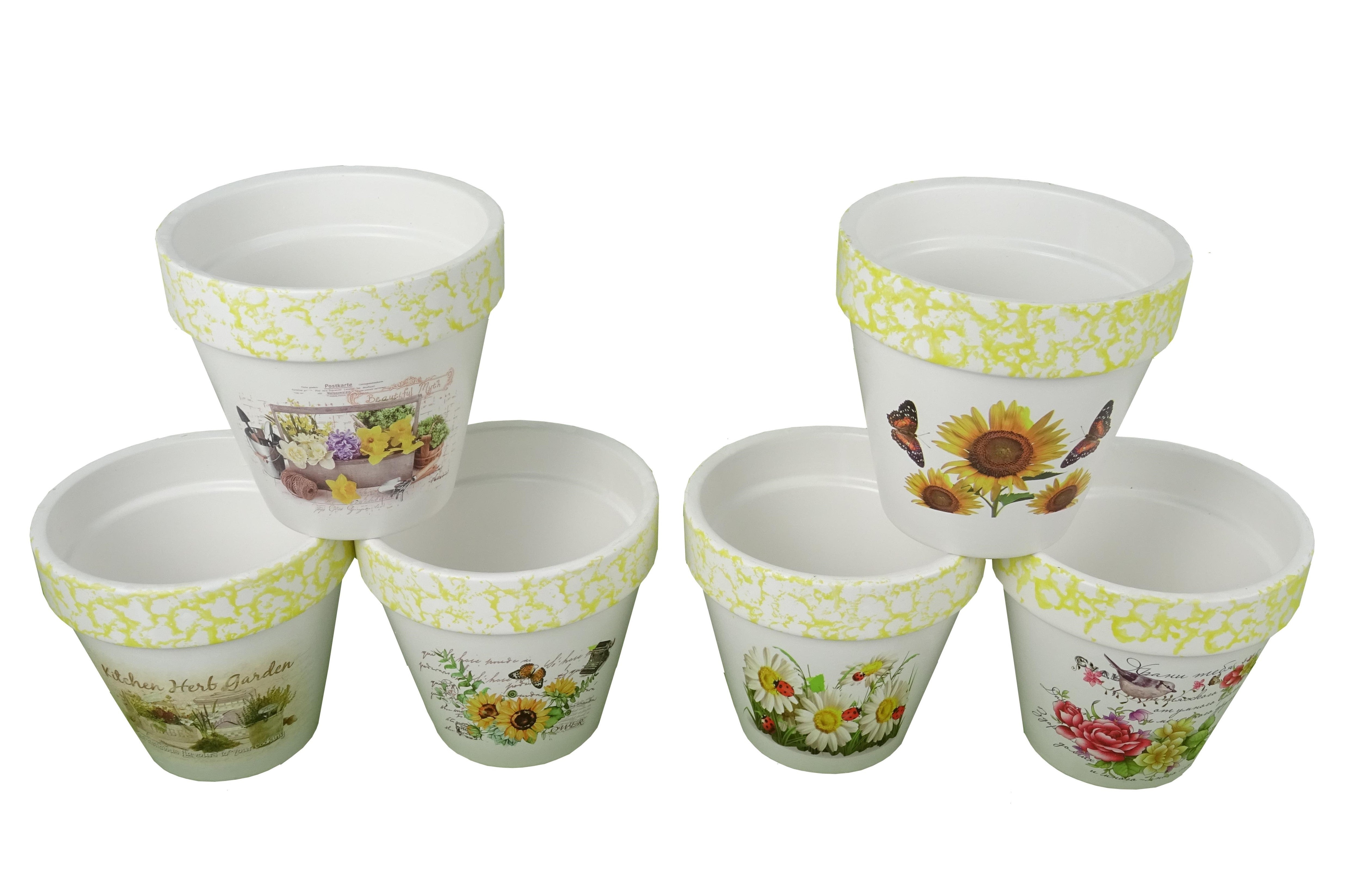 Set 6 vase ceramice rotunde conice cu imprimeu H 12 M 1